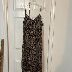 J. Crew Brown and Black Leopard Print Midi Slip Dress